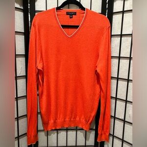 Banana Republic MEN Vibrant Orange Silk Linen V NECK SWEATER,  SIZE M